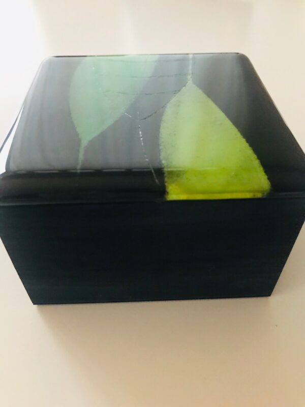 Bijouteriebox & Geschenkbox Blatt grün auf schwarz - Image 3