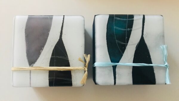 Bijouteriebox & Geschenkbox Blatt grau schwarz auf weiss - Image 6