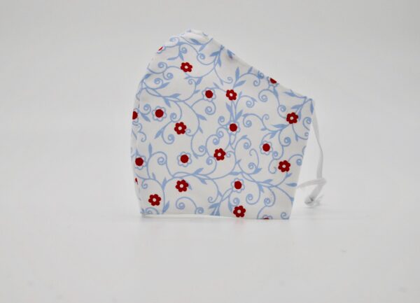 Erwachsenen Maske rote Blumen blau weiss