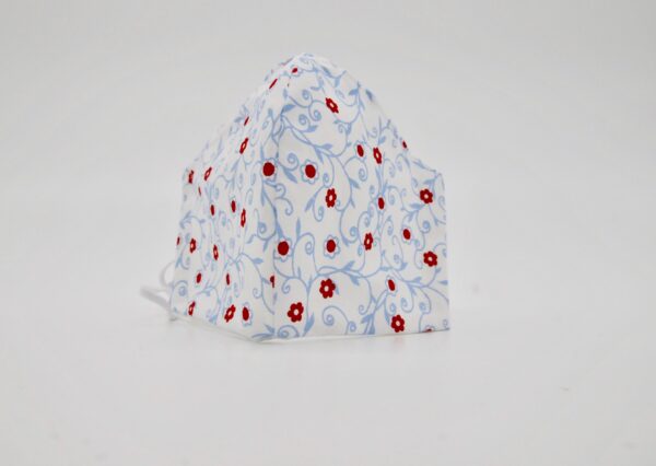 Erwachsenen Maske rote Blumen blau weiss - Image 2