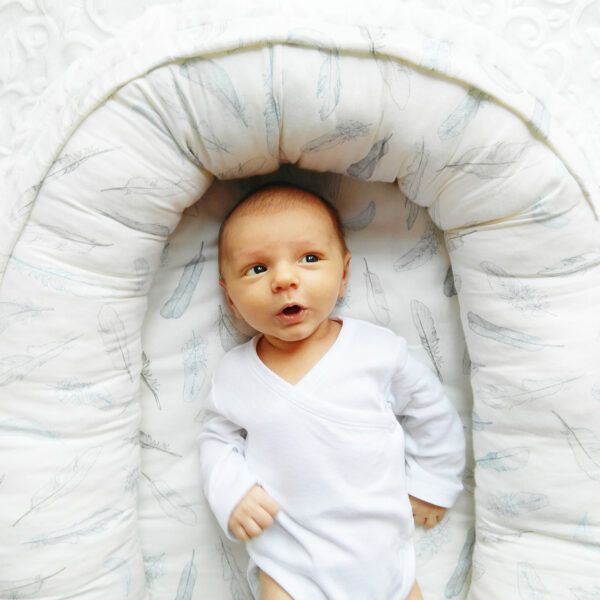 Baby-Nest weiss Federn blau-grau - Image 2