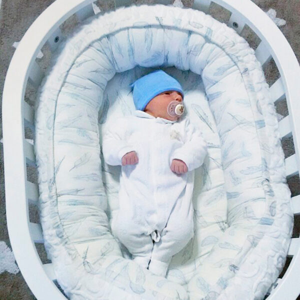 Baby-Nest weiss Federn blau-grau - Image 3