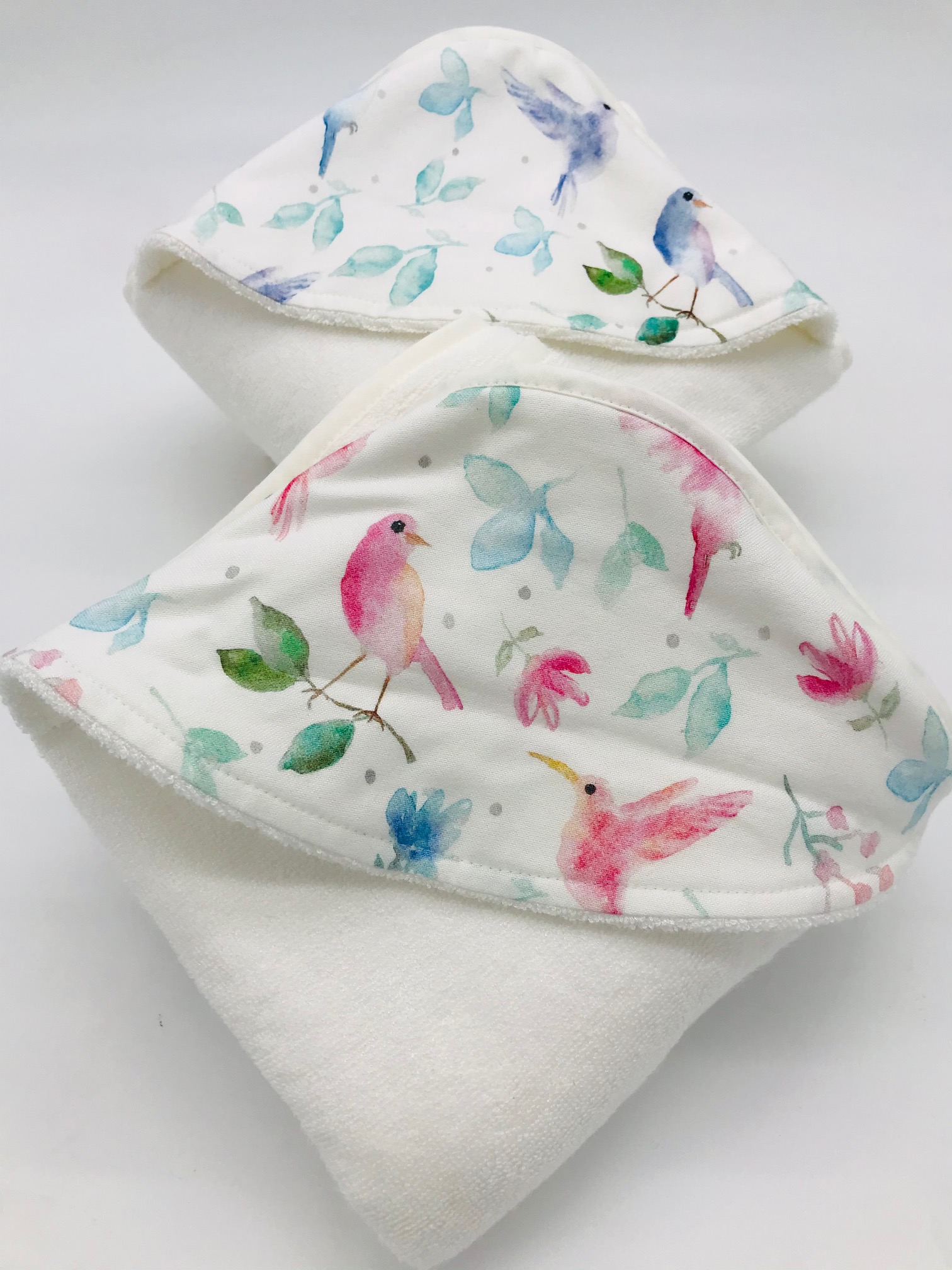 Badetuch mit Kaputze Vogel rosa – Bild 5