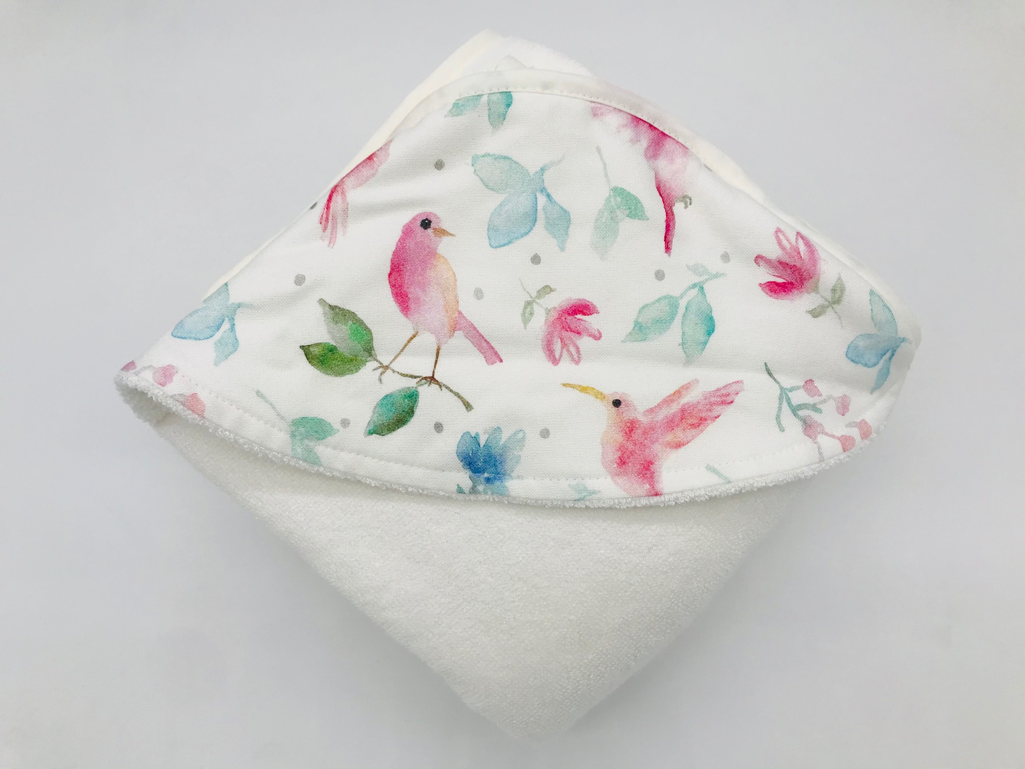 Badetuch mit Kaputze Vogel rosa – Bild 7