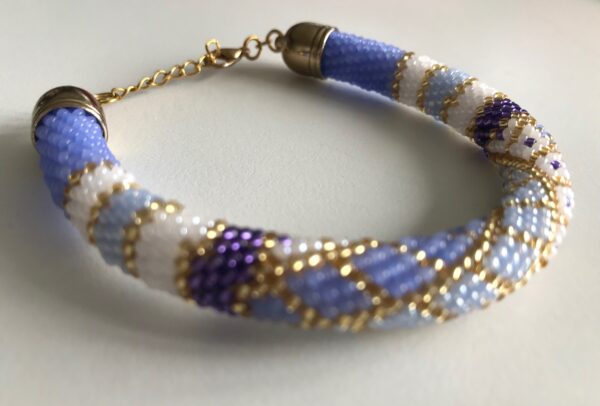 Armband violett weiss gold Perlen - Image 3