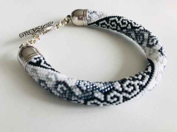 Armband schwarz weiss silber Perlen - Image 3