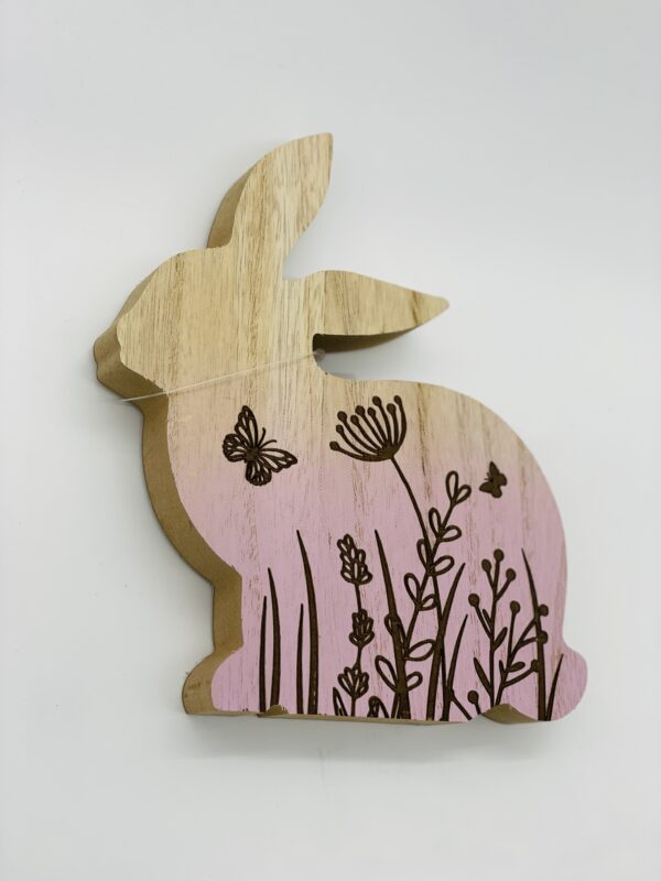 Holz Hase Deko rosa